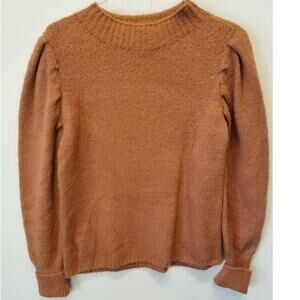 Love Tree Puff Sleeve Shoulders Long Sleeve Sweater Bohemian Tan Pullover Cozy L